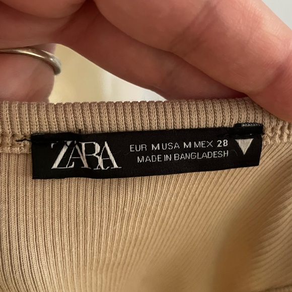 Zara women’s ribbed racerback cropped nude tank size S tan summer basics nude - Picture 4 of 5